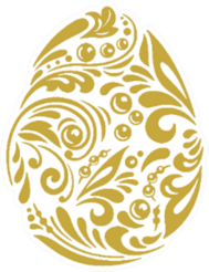 Easter Egg. Traditional Russian Folk Ornament Gold Sticker