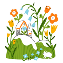 Easter Mood, Little House On Spring Hills Sticker