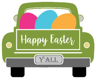 Easter Truck With Eggs Happy Easter Yall Illustration Sticker
