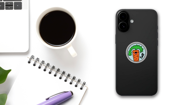 Eat Hand Drawn Carrot Farm Sticker on a Phone (New) example