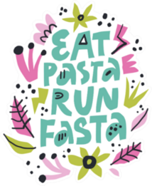 Eat Pasta Run Fasta Hand Drawn Fitness Slogan Sticker
