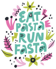 Eat Pasta Run Fasta Hand Drawn Fitness Slogan Sticker