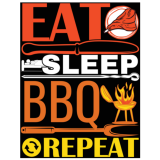 Eat Sleep Bbq Repeat Lettering Sticker