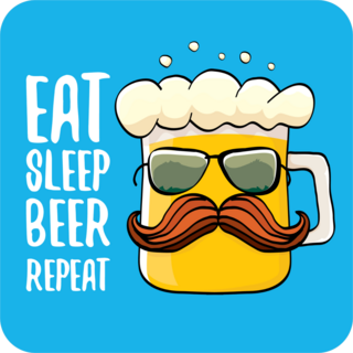 Eat Sleep Beer Repeat Cartoon Sticker