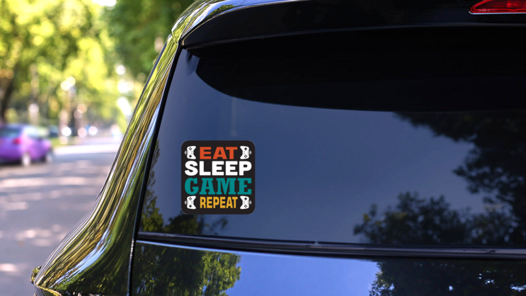 Eat Sleep Game Repeat Sticker on a Rear Car Window (New) example
