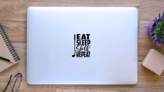 Eat Sleep Golf Repeat Illustration Sport Saying Sticker on a Laptop (New) example