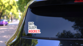 Eat. Sleep. Hockey Lettering Sticker on a Rear Car Window (New) example