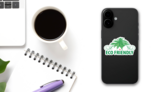 Eco Friendly Cannabis Plants Sticker on a Phone (New) example