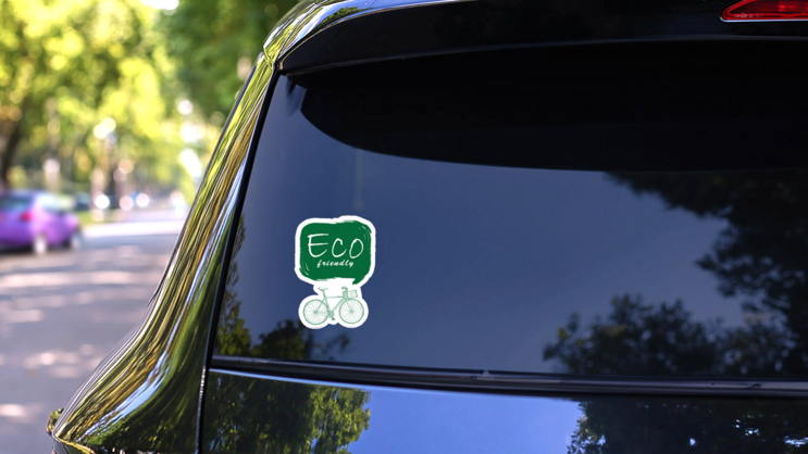 Eco Friendly Recycle Bicycle Sticker on a Rear Car Window (New) example