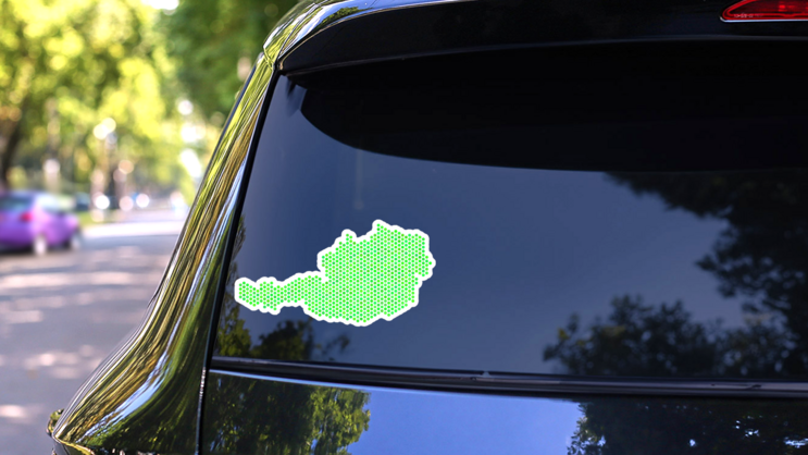 Eco Green Austria Map Sticker on a Rear Car Window (New) example