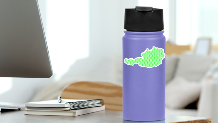 Eco Green Austria Map Sticker on a Water Bottle (New) example