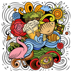 Ecuador Cartoon Doodles Sticker