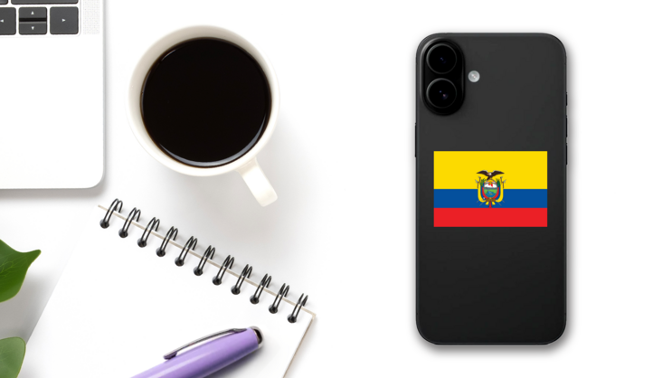 Ecuador Flag Sticker on a Phone (New) example