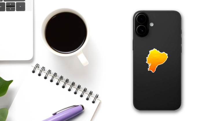 Ecuador Gradient Map Sticker on a Phone (New) example