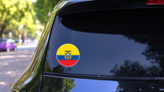 Ecuador Round Flag Sticker on a Rear Car Window (New) example