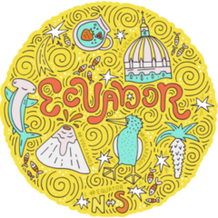 Ecuador Symbols Yellow Sticker