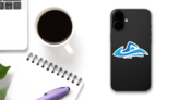 Education Swim Blue Color Logo Design Sticker on a Phone (New) example