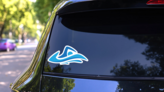 Education Swim Blue Color Logo Design Sticker on a Rear Car Window (New) example