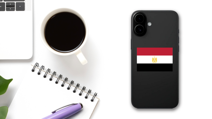 Egypt Flag Sticker on a Phone (New) example