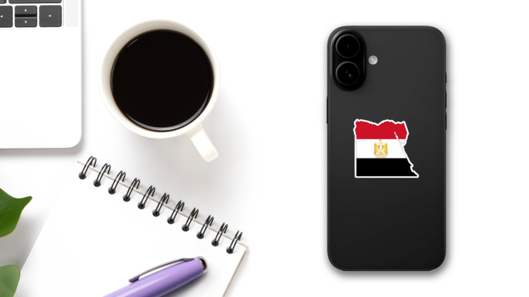 Egypt Shape & Flag Sticker on a Phone (New) example