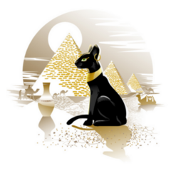 Egyptian Black Cat And The Pyramids Illustration Sticker