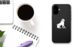 Egyptian Hieroglyphic Deity Lion Sticker on a Phone (New) example