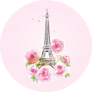 Eiffel Tower France Floral Pink Sticker