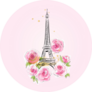 Eiffel Tower France Floral Pink Sticker