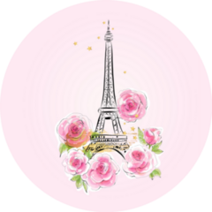 Eiffel Tower France Floral Pink Sticker