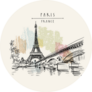 Eiffel Tower In Paris, France. Bridge And Water Drawing Sticker