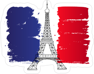 Eiffel Tower Painted France Flag Sticker