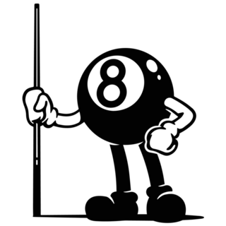 Eight Ball Cartoon Character Sticker