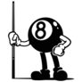 Eight Ball Cartoon Character Sticker