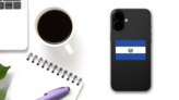 El Salvador Country Flag Sticker on a Phone (New) example