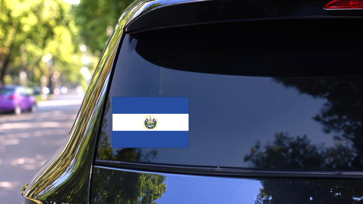 El Salvador Country Flag Sticker on a Rear Car Window (New) example