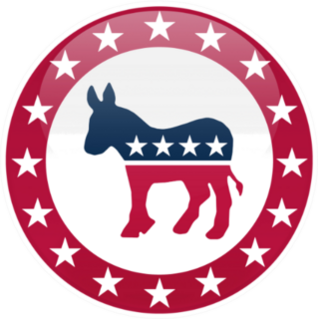Election Themed Round Button Democratic Party Sticker