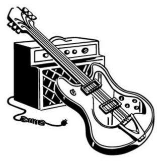Electric Guitar And Amplifier - Retro 1950s Illustration Sticker