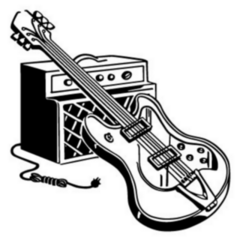 Electric Guitar And Amplifier - Retro 1950s Illustration Sticker