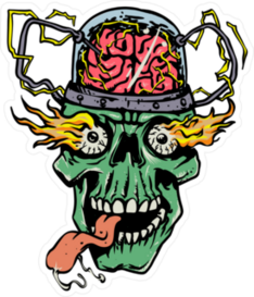 Electric Zombie In Flames Sticker