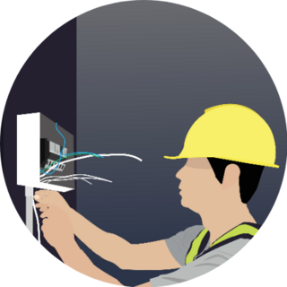 Electrician Is Working On Electricity Illustration Sticker