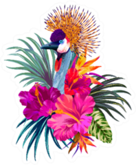 Elegant Floral And Zoo Composition Illustration Sticker
