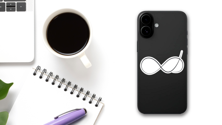 Elegant Infinity Sign, Delicate Sticker on a Phone (New) example