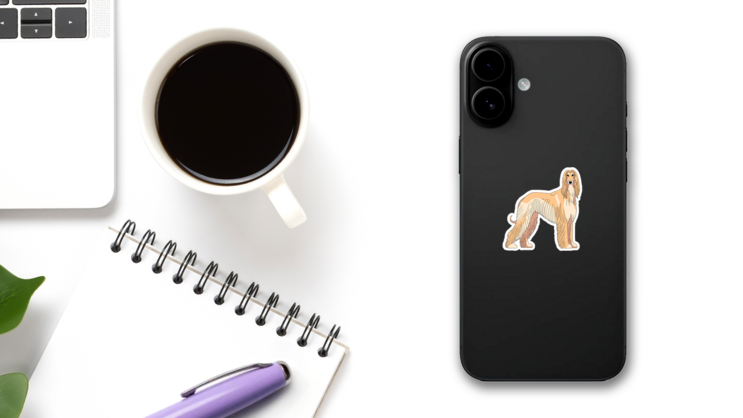 Elegant Saluki Sticker on a Phone (New) example