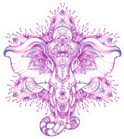 Elephant Boho Lotus Sticker