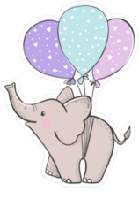 Elephant Flying On Balloons Sticker