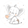 Elephant Holding A Heart Sticker