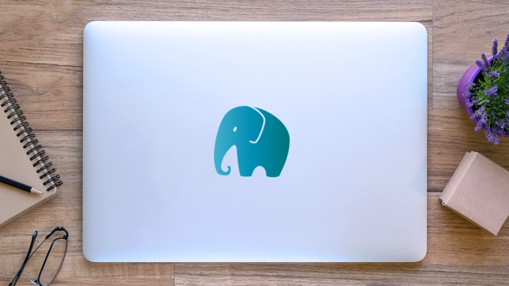 Elephant Icon Sticker on a Laptop (New) example