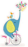 Elephant On Bike Sticker