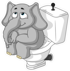 Elephant Sitting On The Toilet Sticker