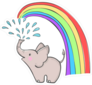 Elephant Spraying Water And Rainbow Sticker